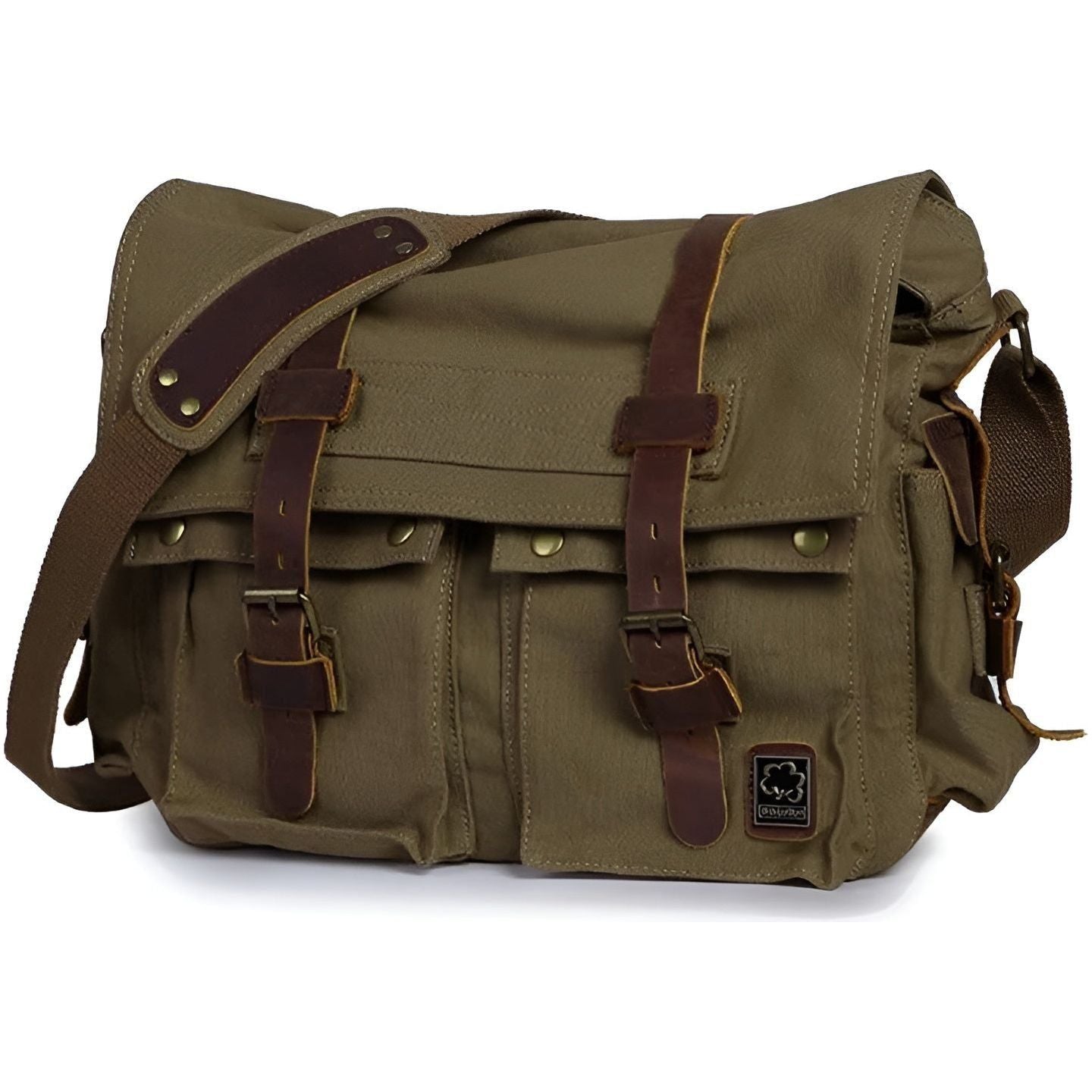 Michael Vintage Canvas Messenger Bag with Leather Accents