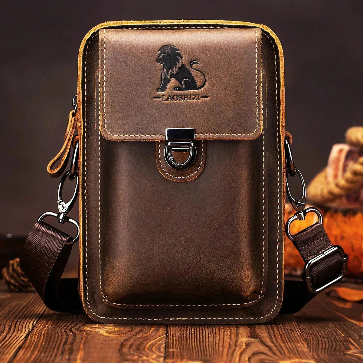 Vidal Leather Waist Bag for Men - Adjustable Multi-Pocket Style