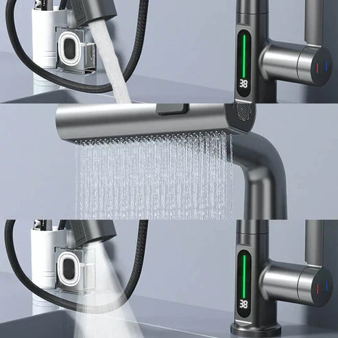 watermaster flexible led faucet 360 swivel pull out hose 5 spray optio
