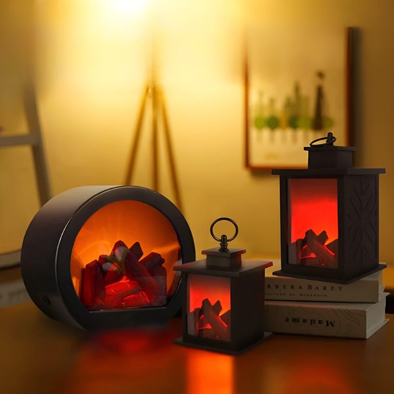 radiant flame led lantern realistic table lamp ambient lighting