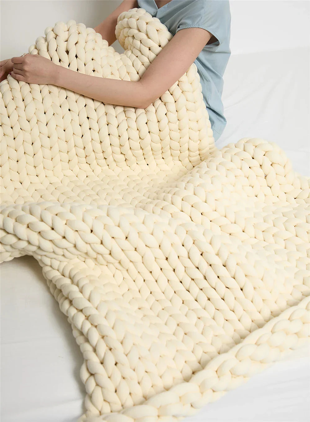chunky knit wool throw blanket super cozy soft