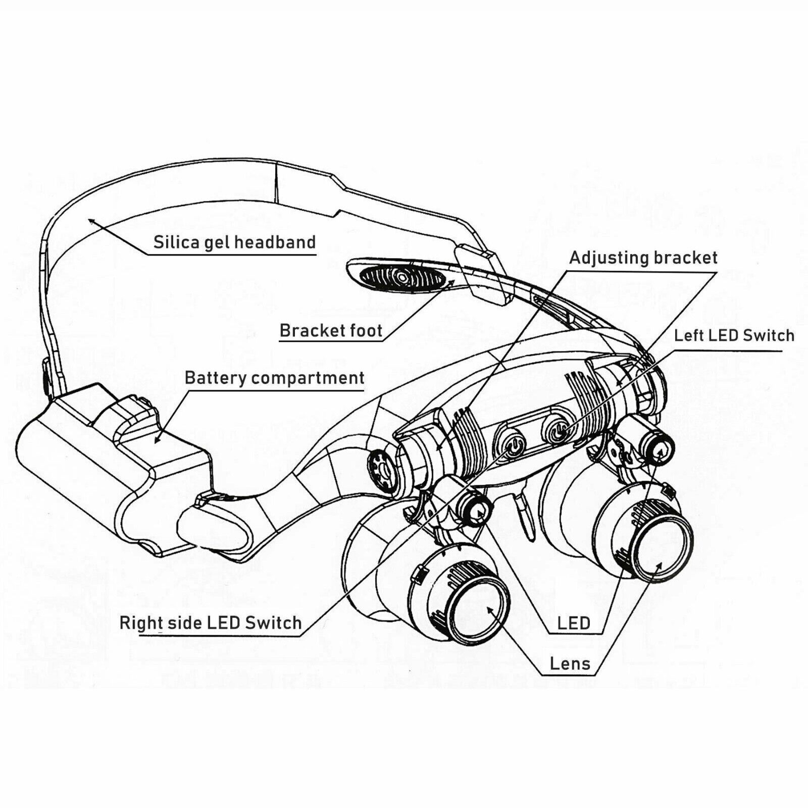 headband magnifier 8x led light jewelry glasses