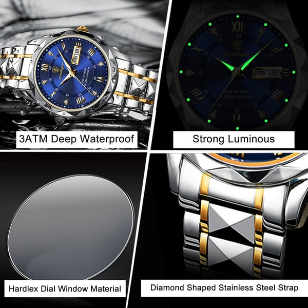 waterproof luxury mens watch top brand luminous feature