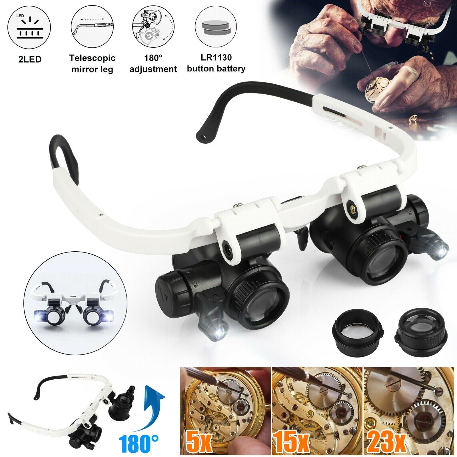 headband magnifier 8x led light jewelry glasses