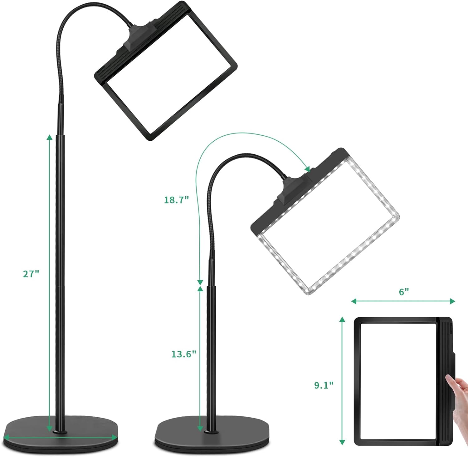 full page magnifying glass led light hands free reading aid