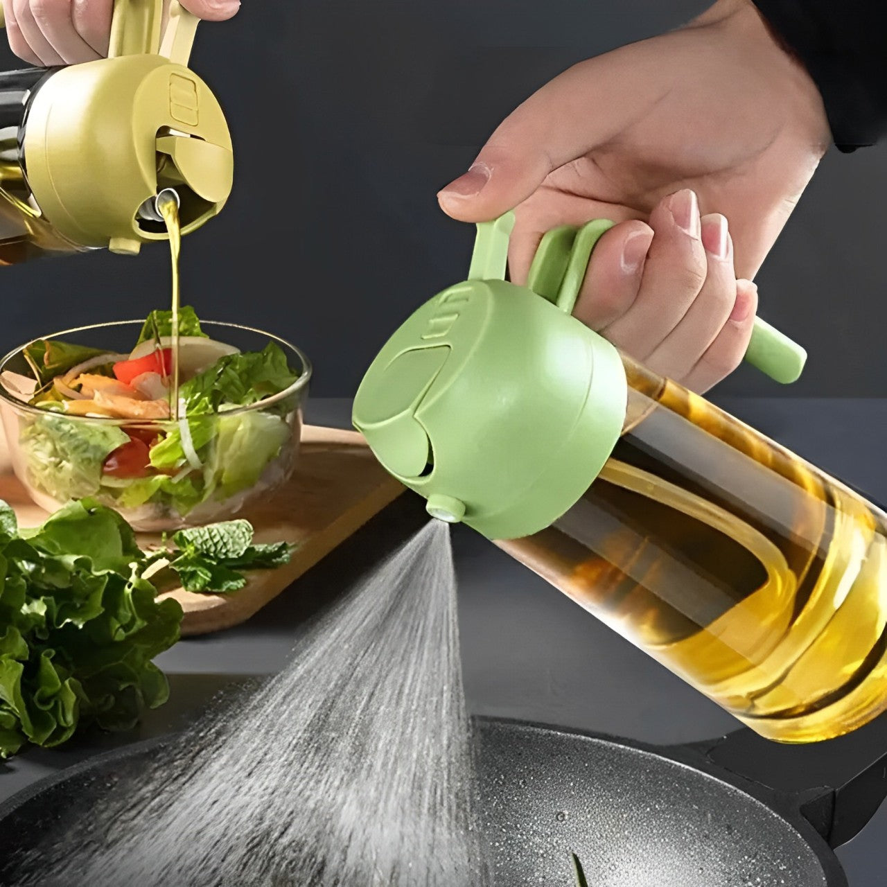 2 in 1 olive oil dispenser sprayer cooking salad frying bbq