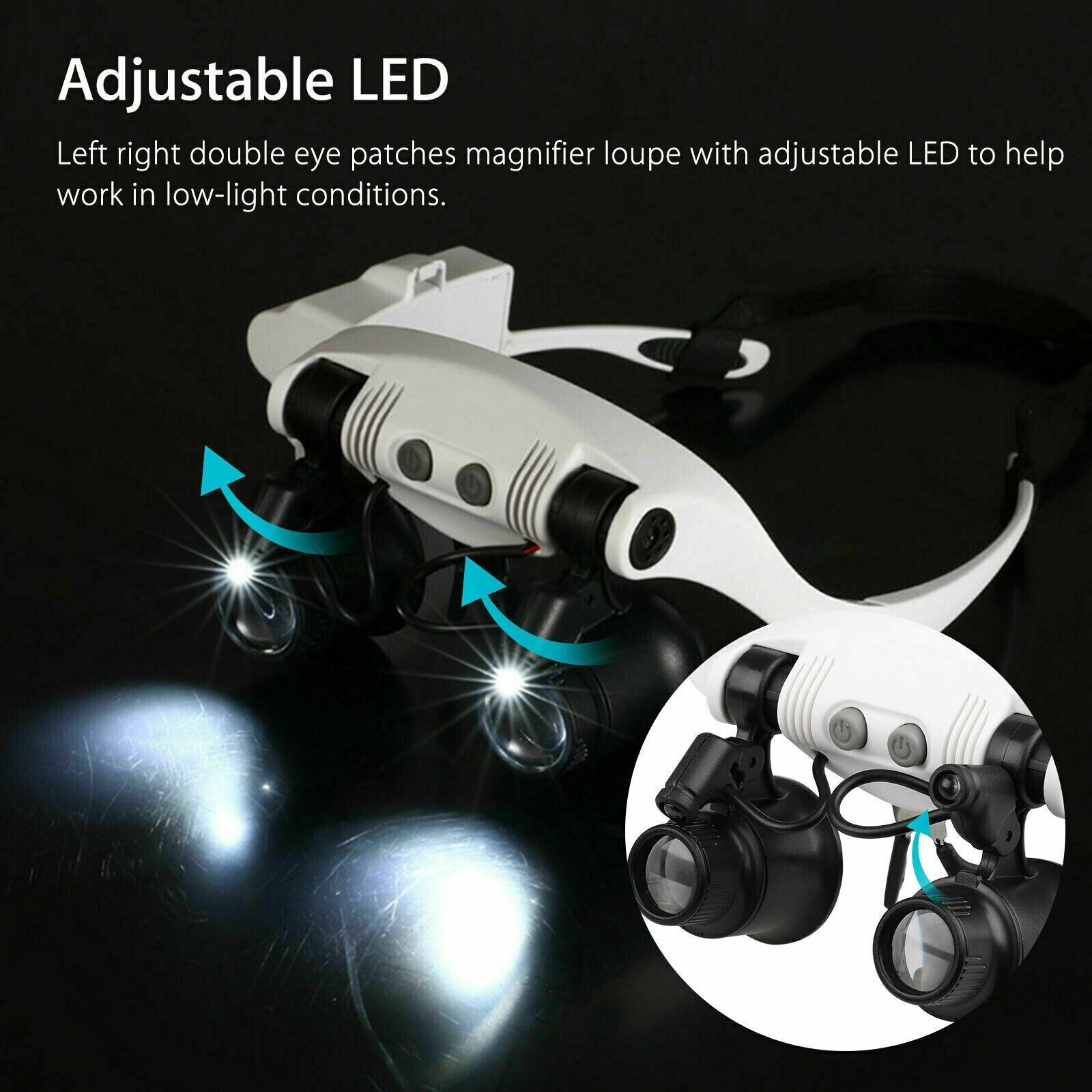 headband magnifier 8x led light jewelry glasses