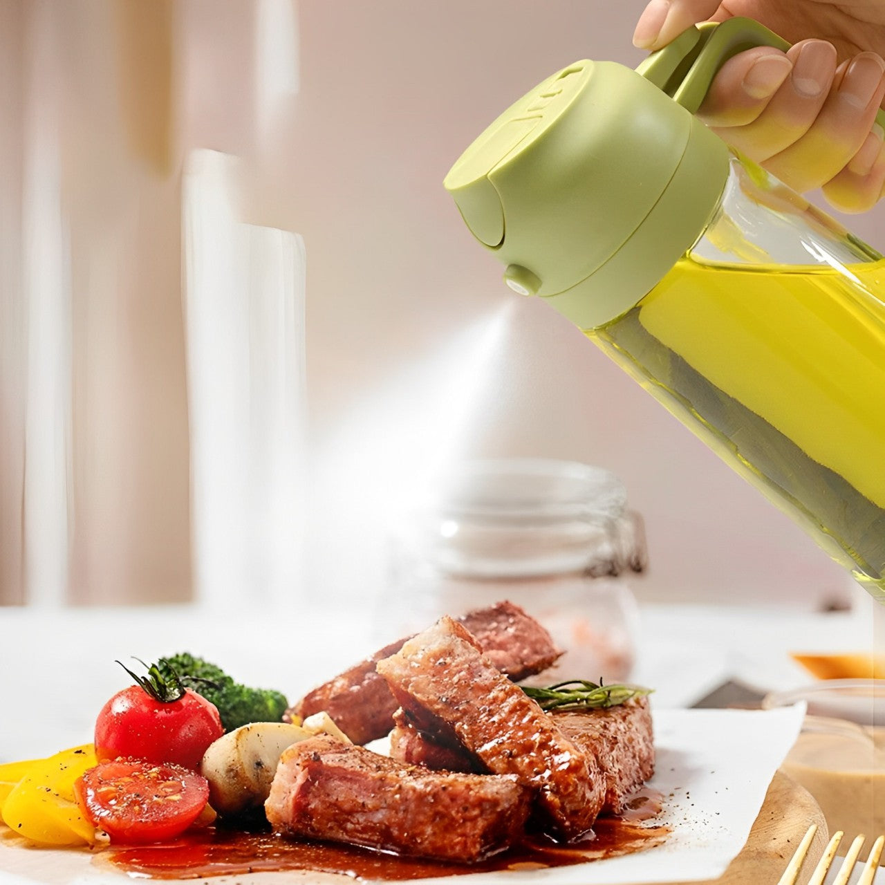 2 in 1 olive oil dispenser sprayer cooking salad frying bbq