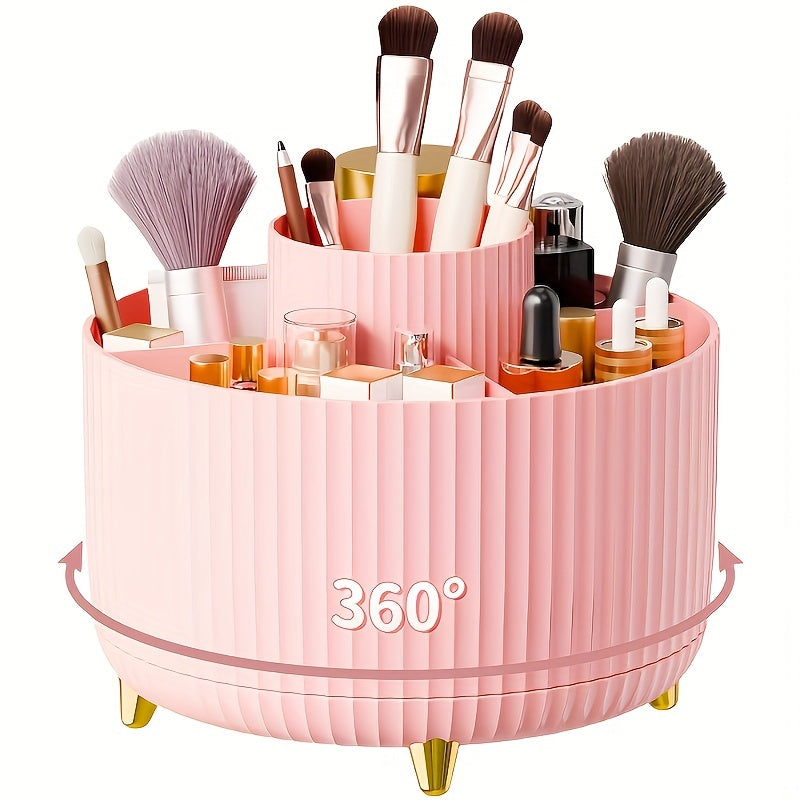 glamspin 360 rotating makeup organizer five compartments