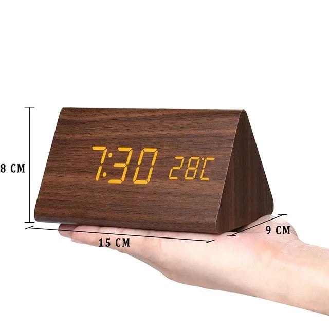 futura digital wooden alarm clock thermometer