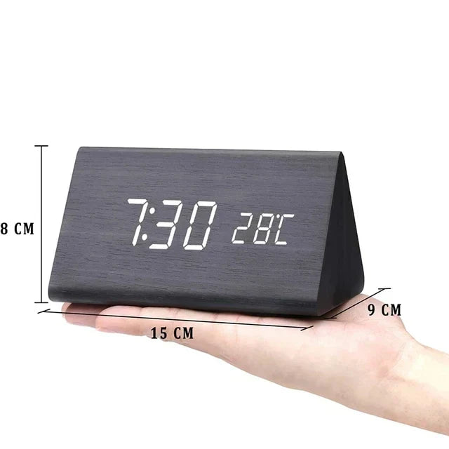 futura digital wooden alarm clock thermometer