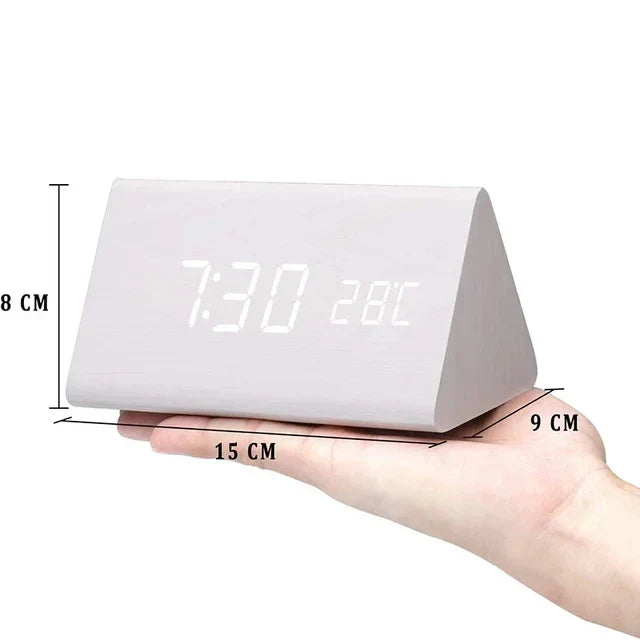 futura digital wooden alarm clock thermometer