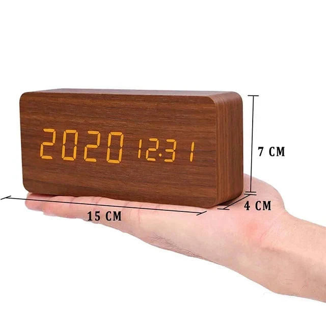 futura digital wooden alarm clock thermometer