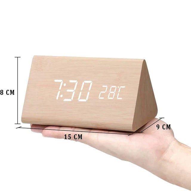 futura digital wooden alarm clock thermometer
