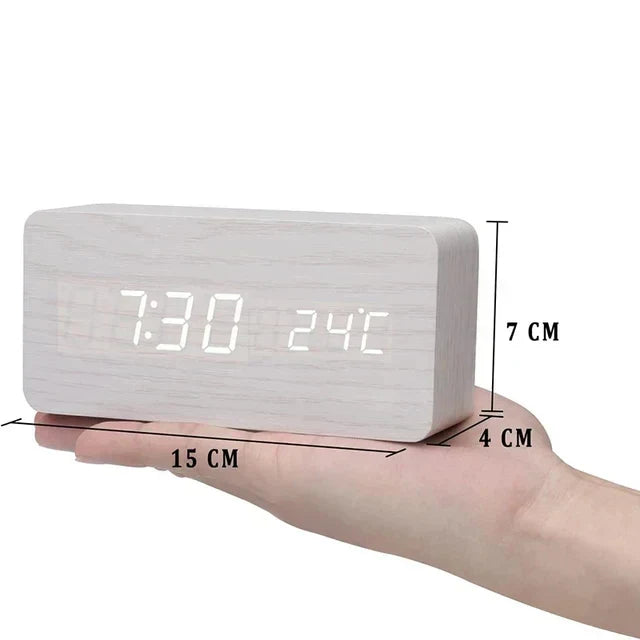 futura digital wooden alarm clock thermometer