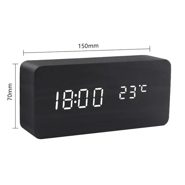 futura digital wooden alarm clock thermometer