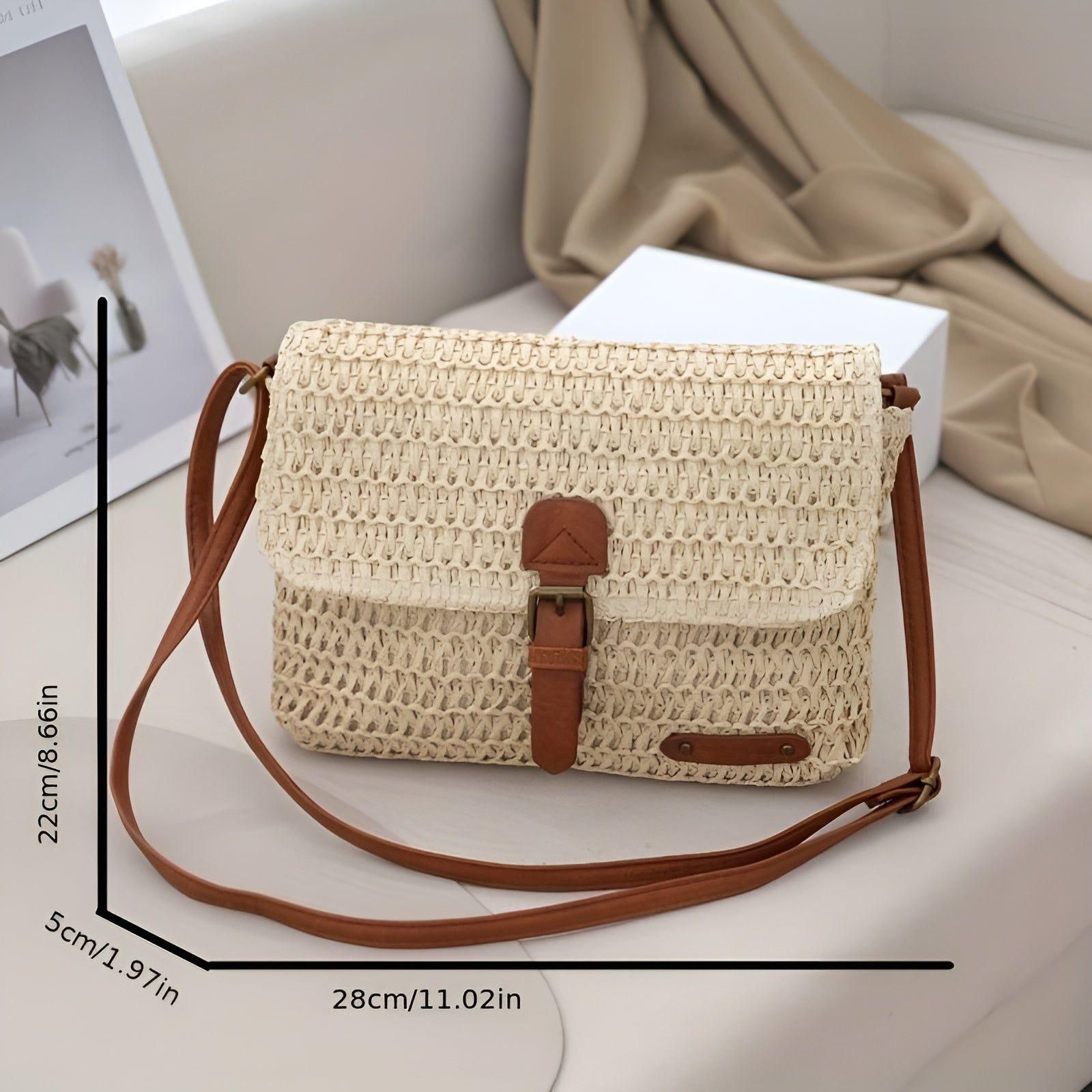 annalise vintage woven straw shoulder bag summer