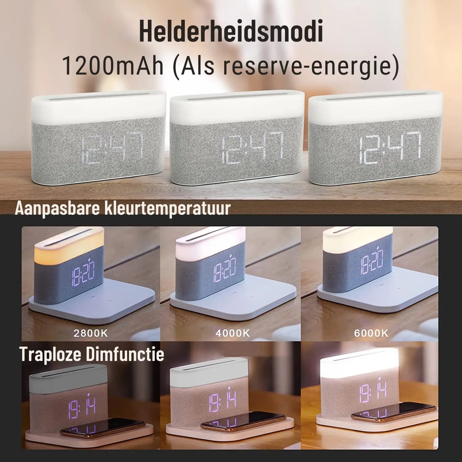 3 in 1 wireless charger lamp alarm clock fast charging dock