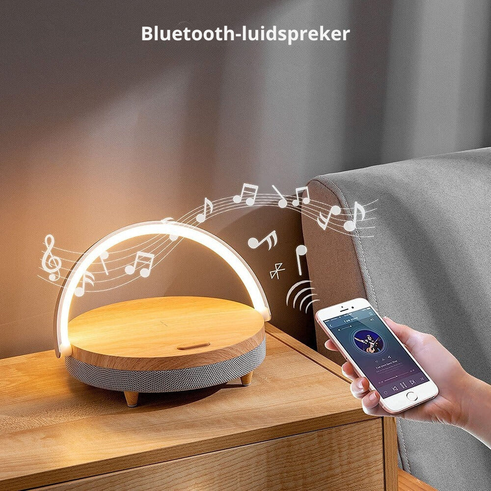 3 in 1 led lamp bluetooth speaker wireless charger smart light