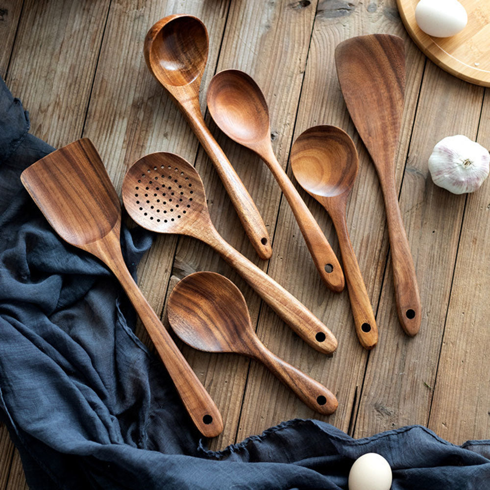 natural wood tableware kitchen tool set