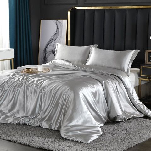 luxury silk satin bed linen set 4 pieces duvet cover pillowcases sheet