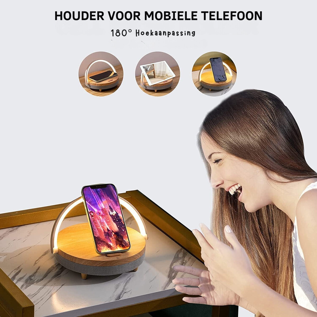 3 in 1 led lamp bluetooth speaker wireless charger smart light