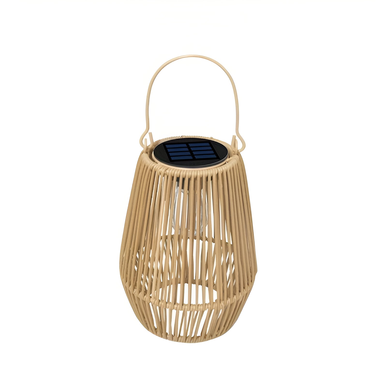 cage rattan bamboo solar garden light waterproof hanging lantern