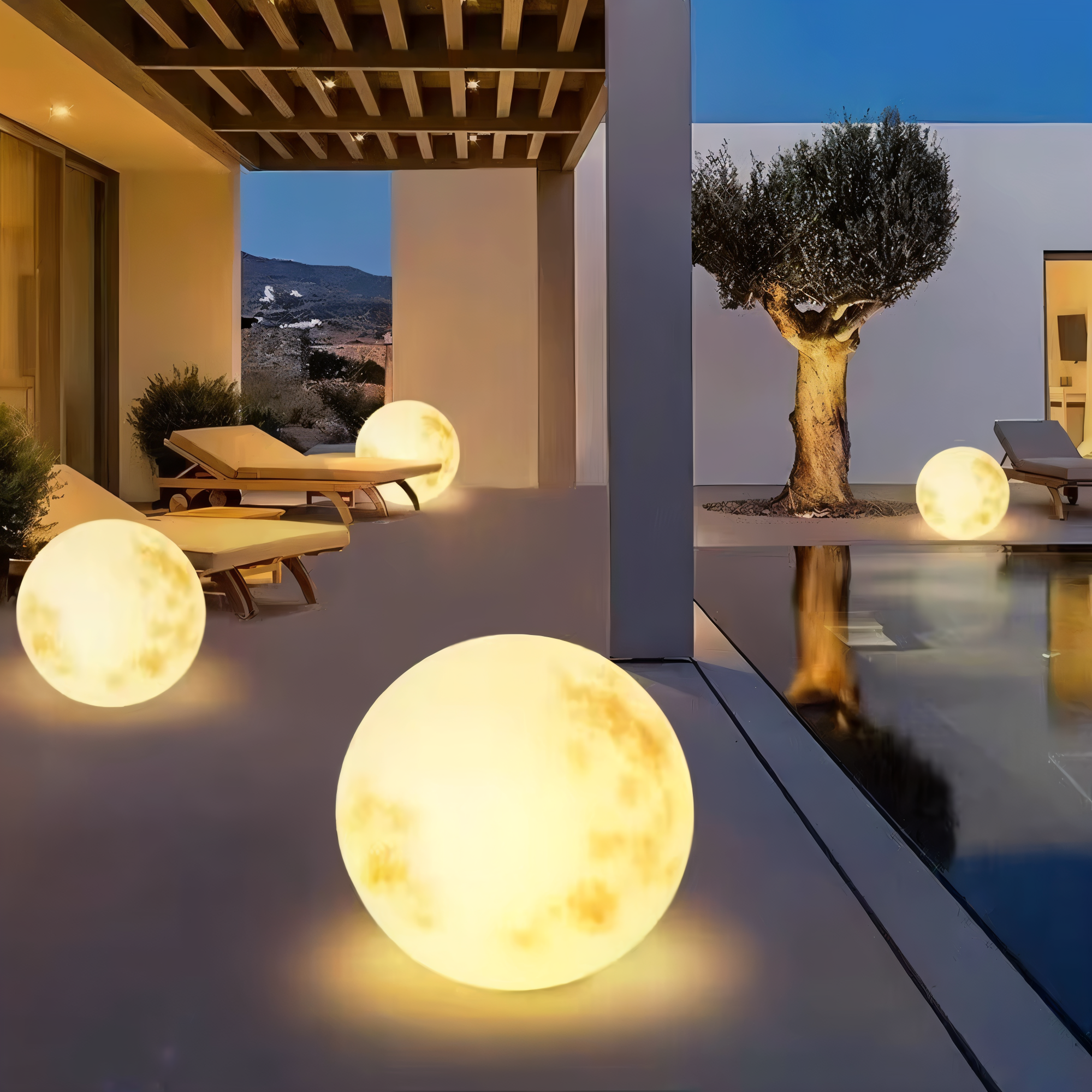 lunalumena solar garden moon light ip65 waterproof led lamp