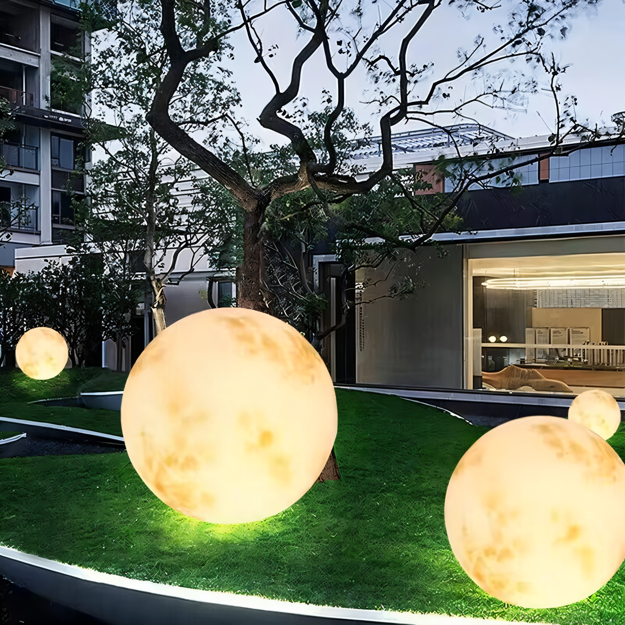 lunalumena solar garden moon light ip65 waterproof led lamp