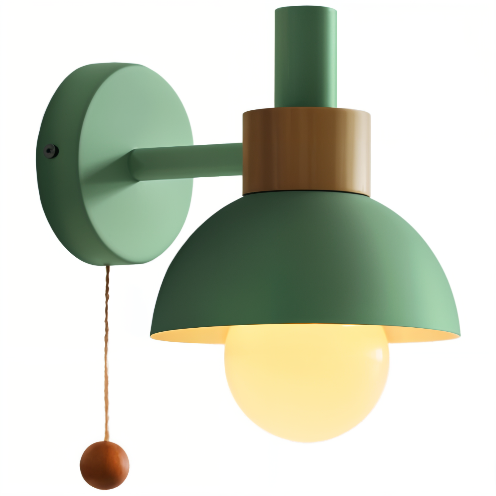 pastel pop wall light wood iron macaron sconce pull switch