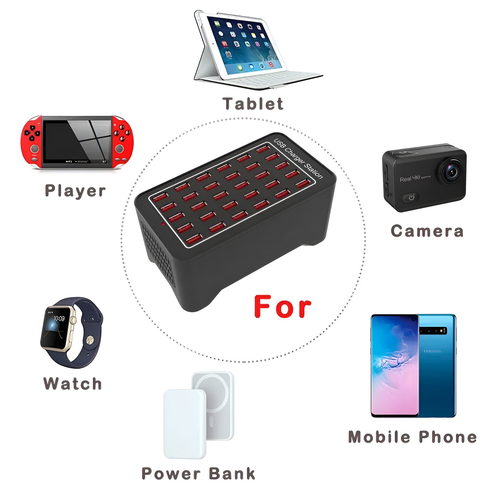 powerport pro universal multi usb charging station 30 ports 150w