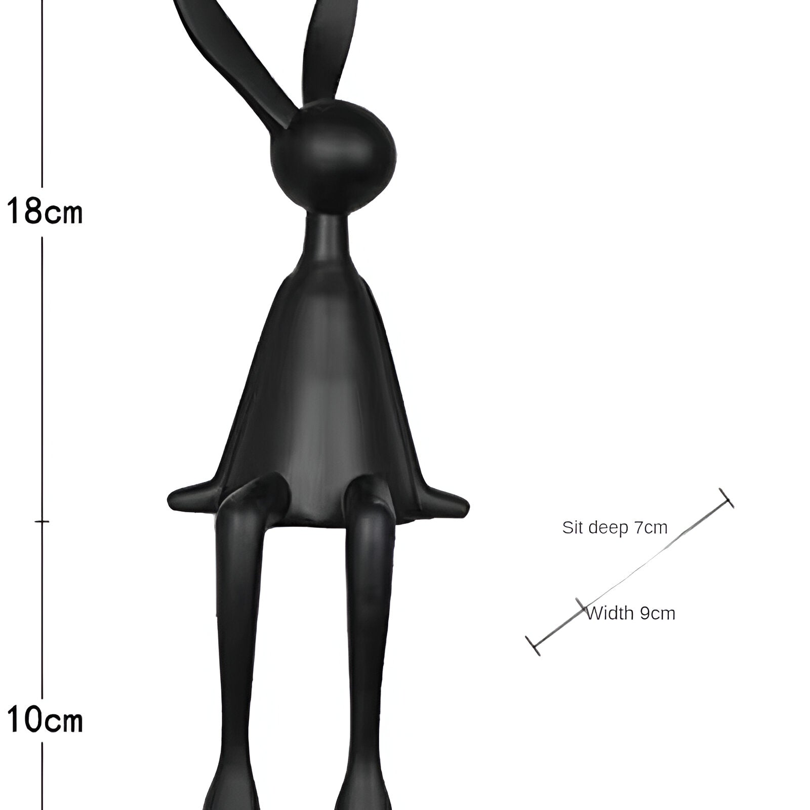 resin lux modern easter bunny black white blue sitting rabbit decorati