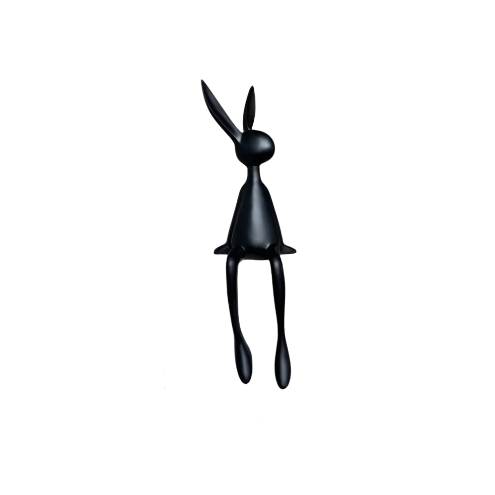 resin lux modern easter bunny black white blue sitting rabbit decorati