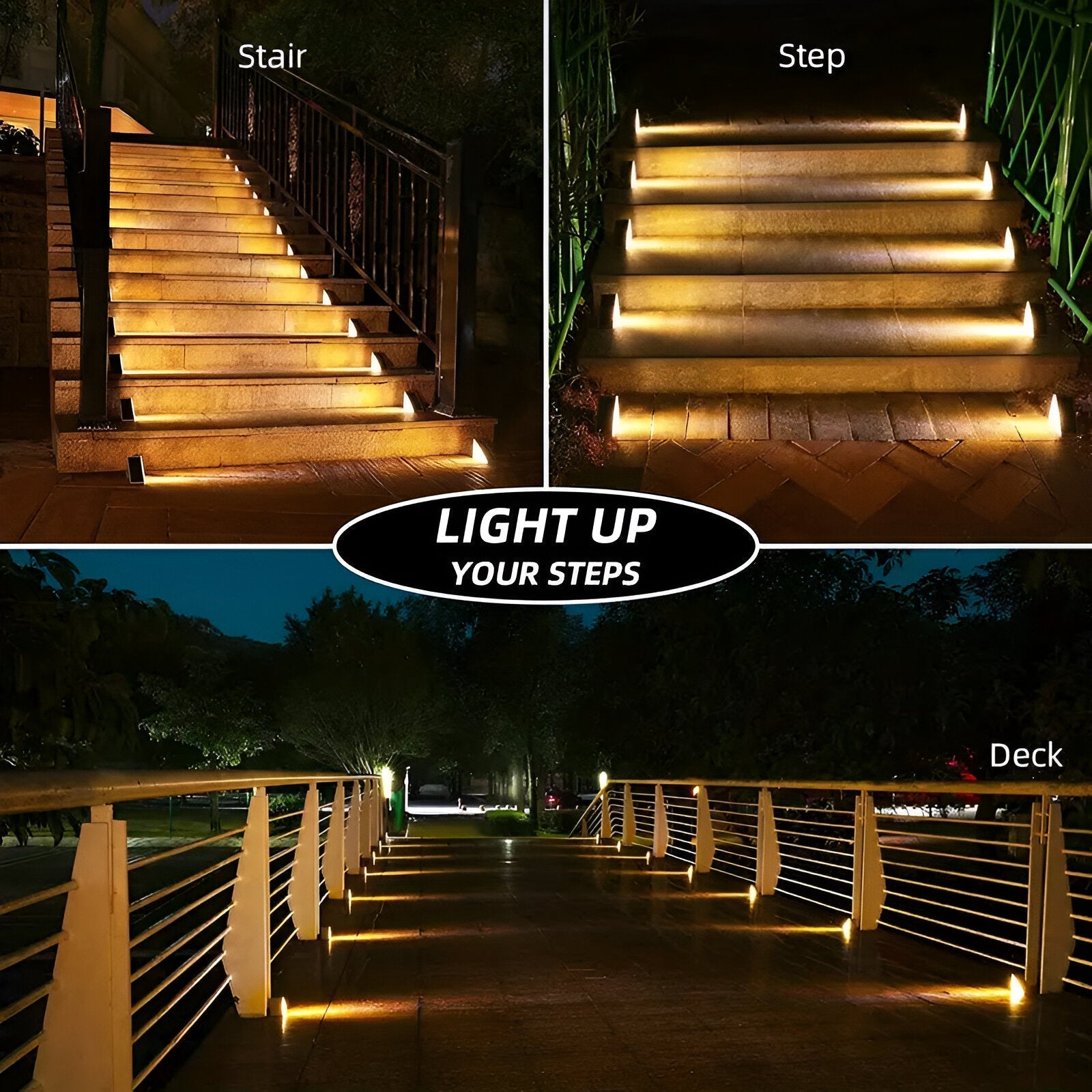 2 pack triangular solar step lights ip67 waterproof led garden lights