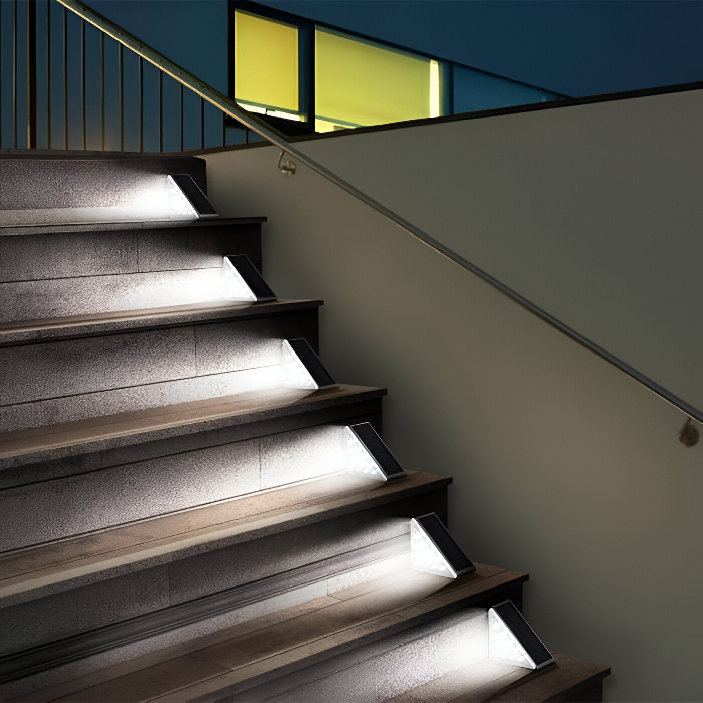 2 pack triangular solar step lights ip67 waterproof led garden lights