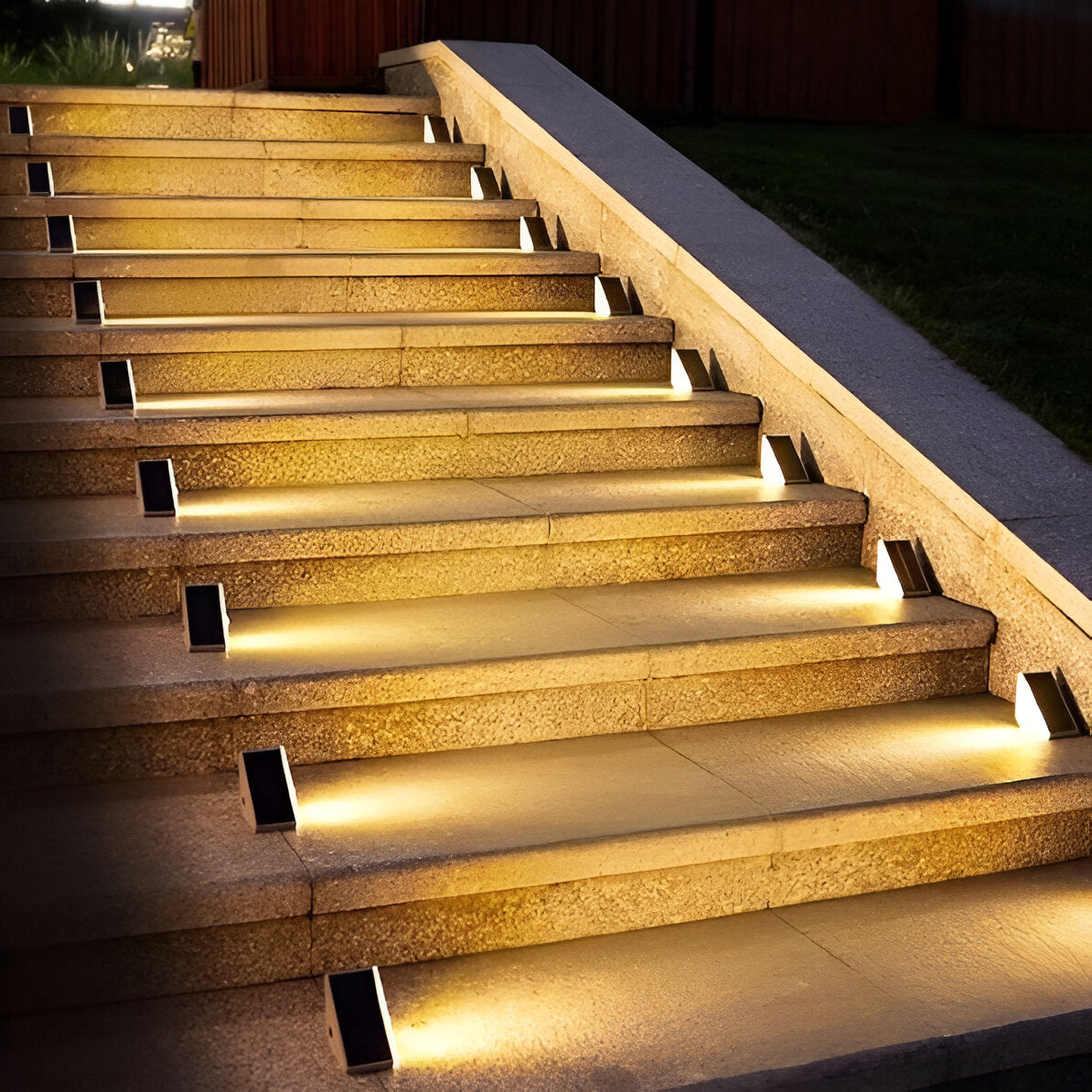 2 pack triangular solar step lights ip67 waterproof led garden lights
