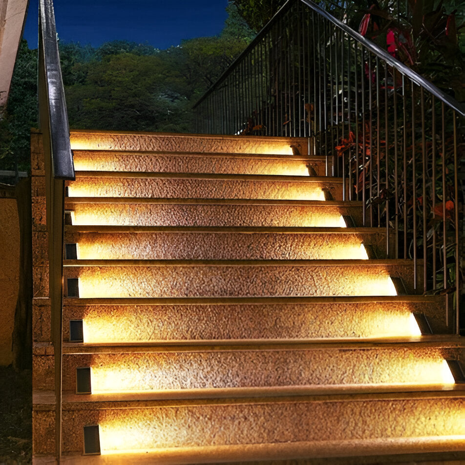 2 pack triangular solar step lights ip67 waterproof led garden lights