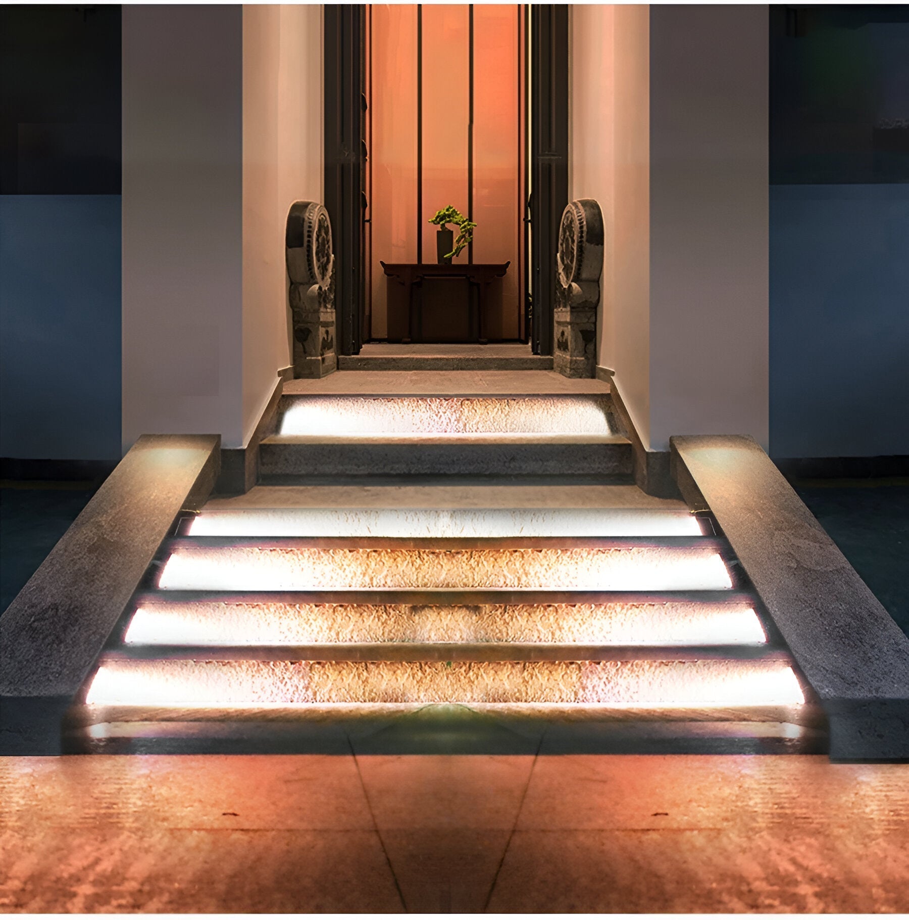 2 pack triangular solar step lights ip67 waterproof led garden lights