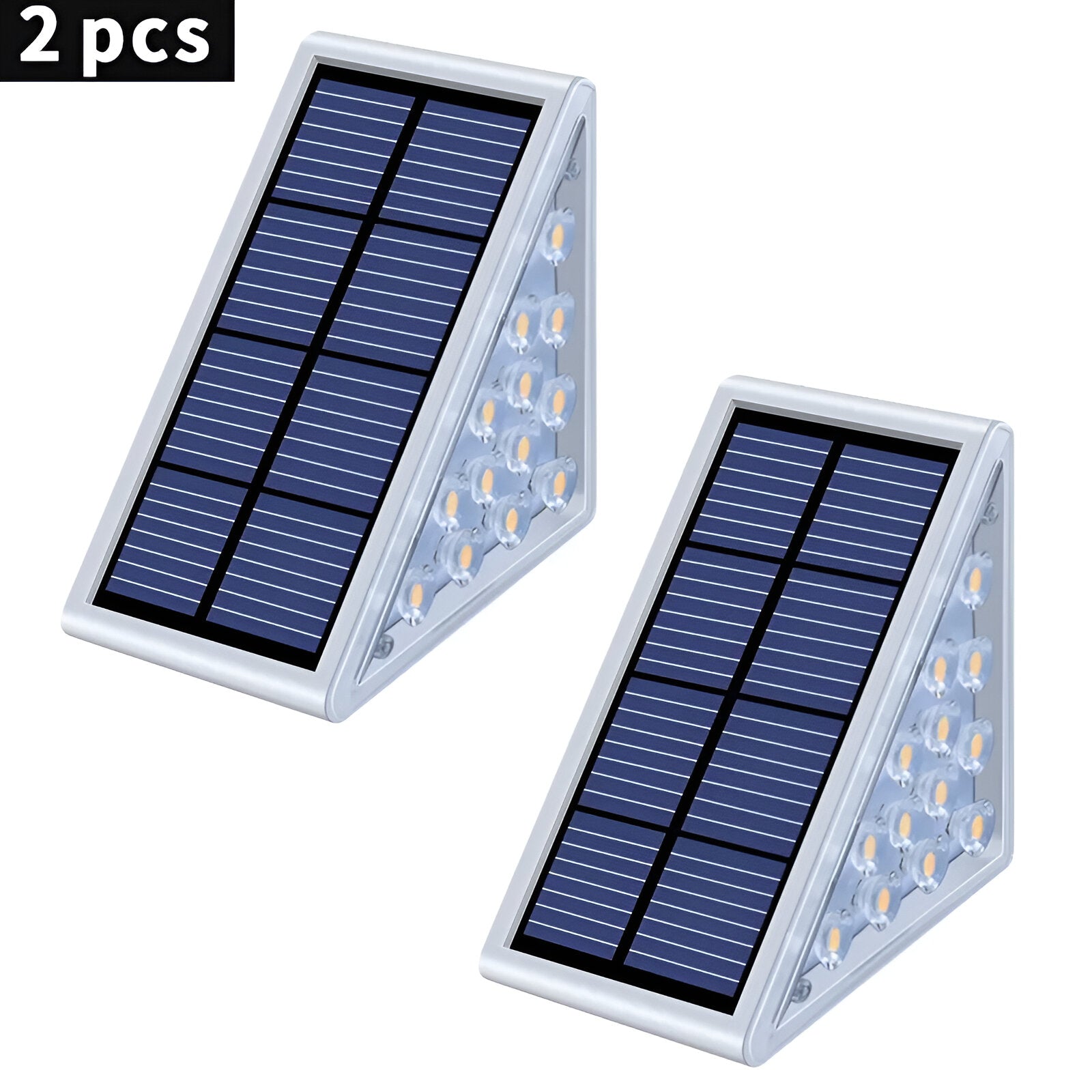 2 pack triangular solar step lights ip67 waterproof led garden lights