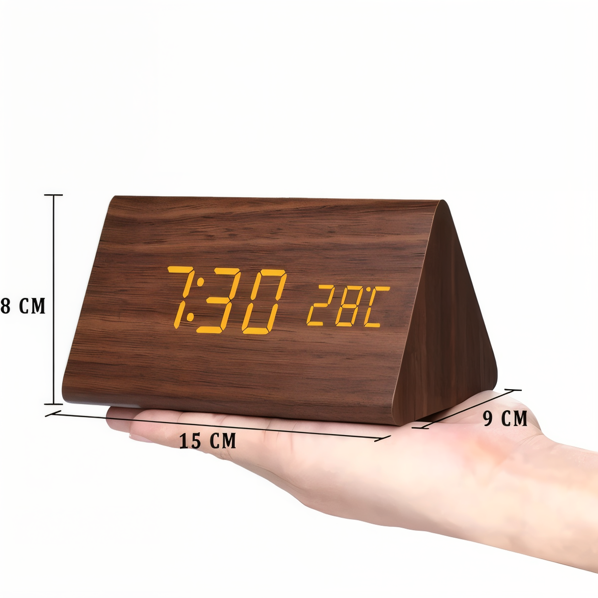 wakeycue modern wooden led alarm clock temperature humidity display