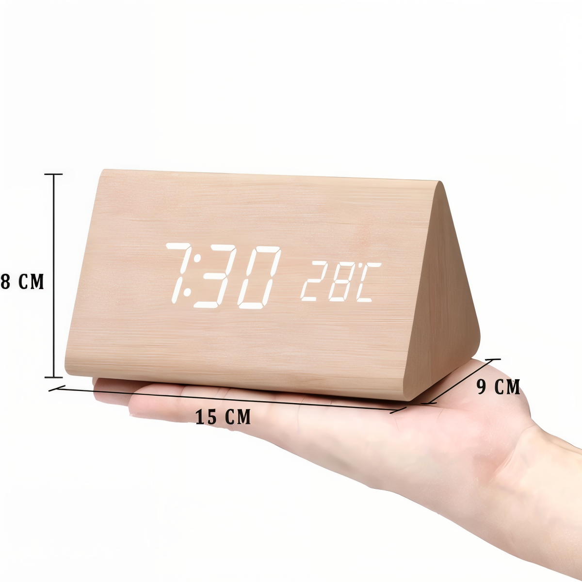 wakeycue modern wooden led alarm clock temperature humidity display