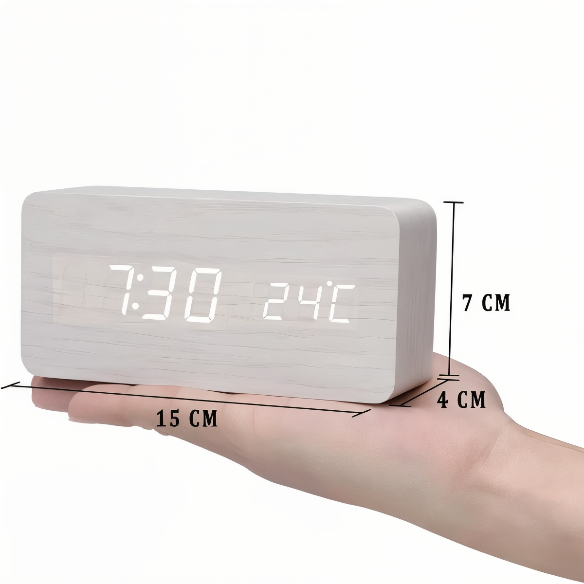 wakeycue modern wooden led alarm clock temperature humidity display