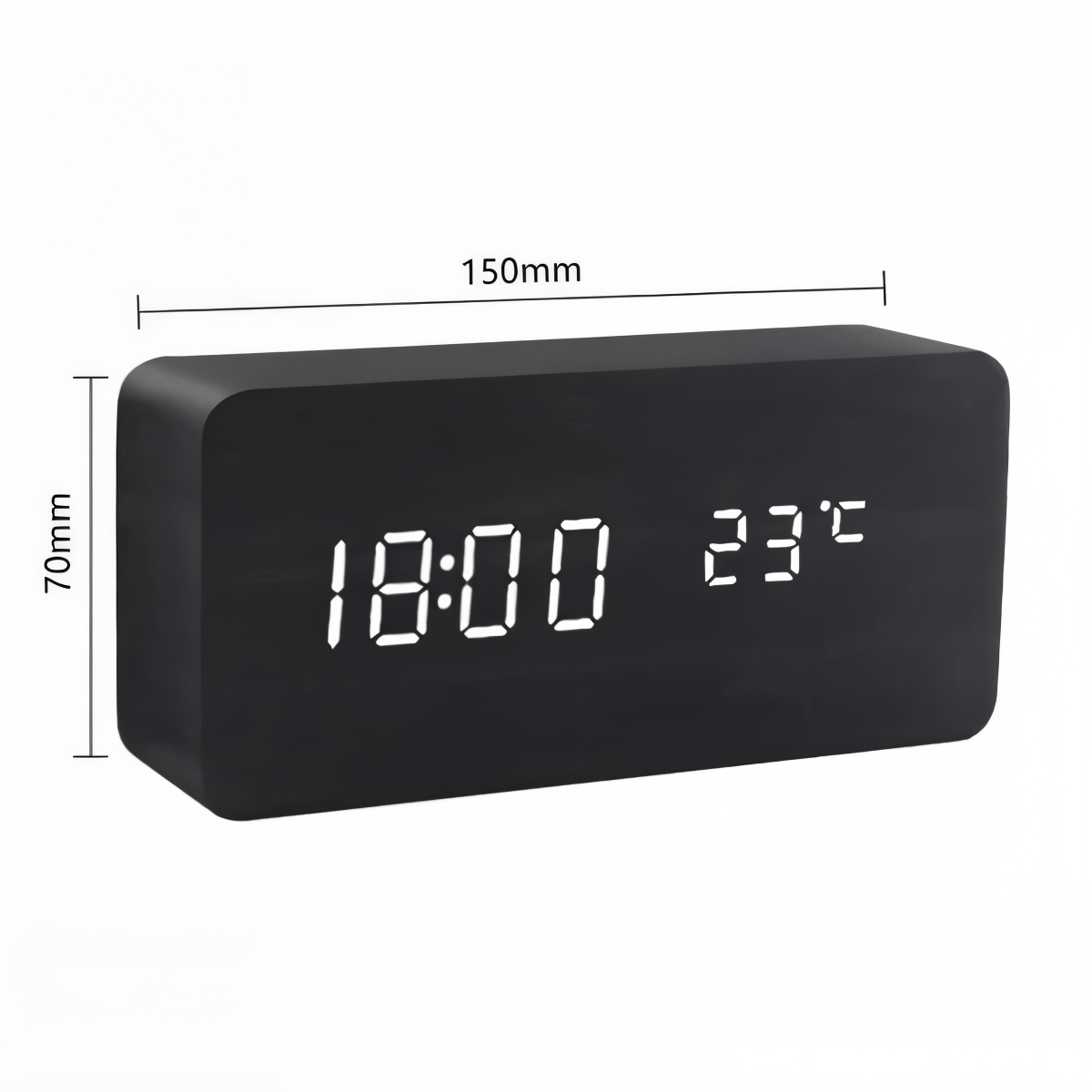 wakeycue modern wooden led alarm clock temperature humidity display