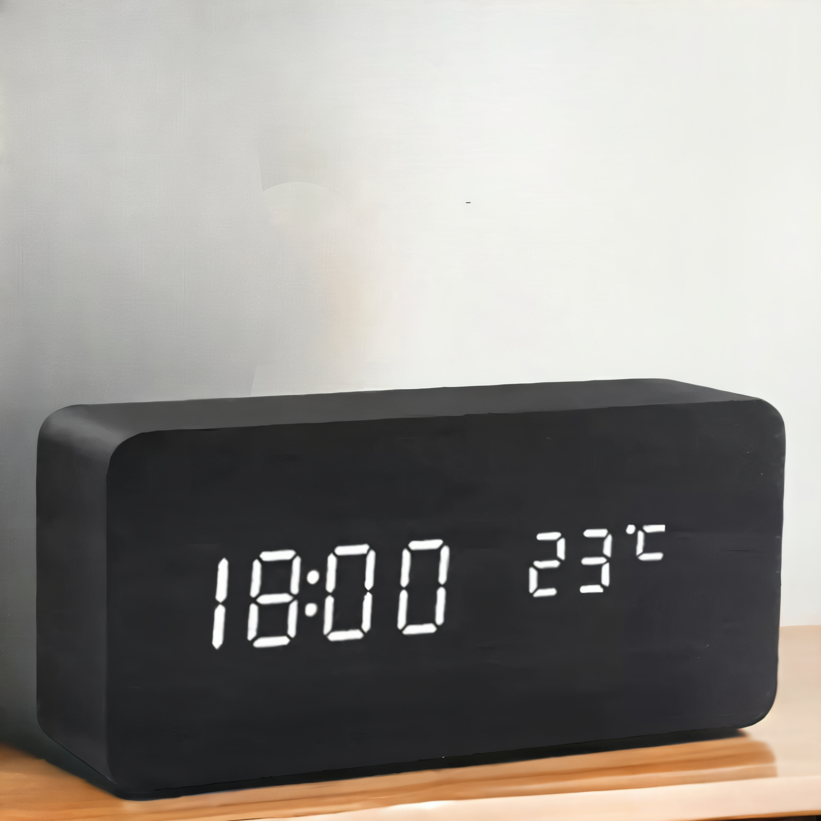 wakeycue modern wooden led alarm clock temperature humidity display