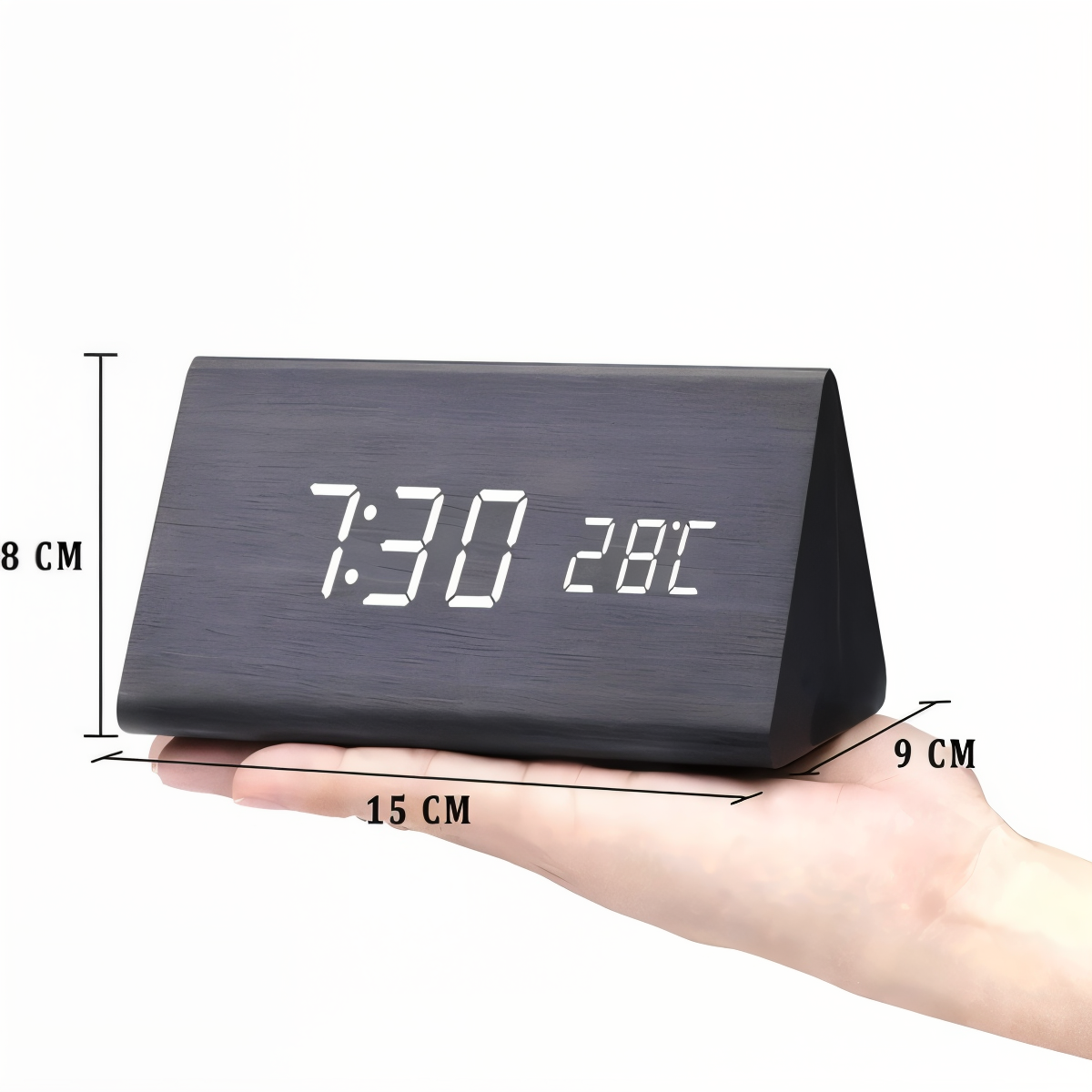wakeycue modern wooden led alarm clock temperature humidity display