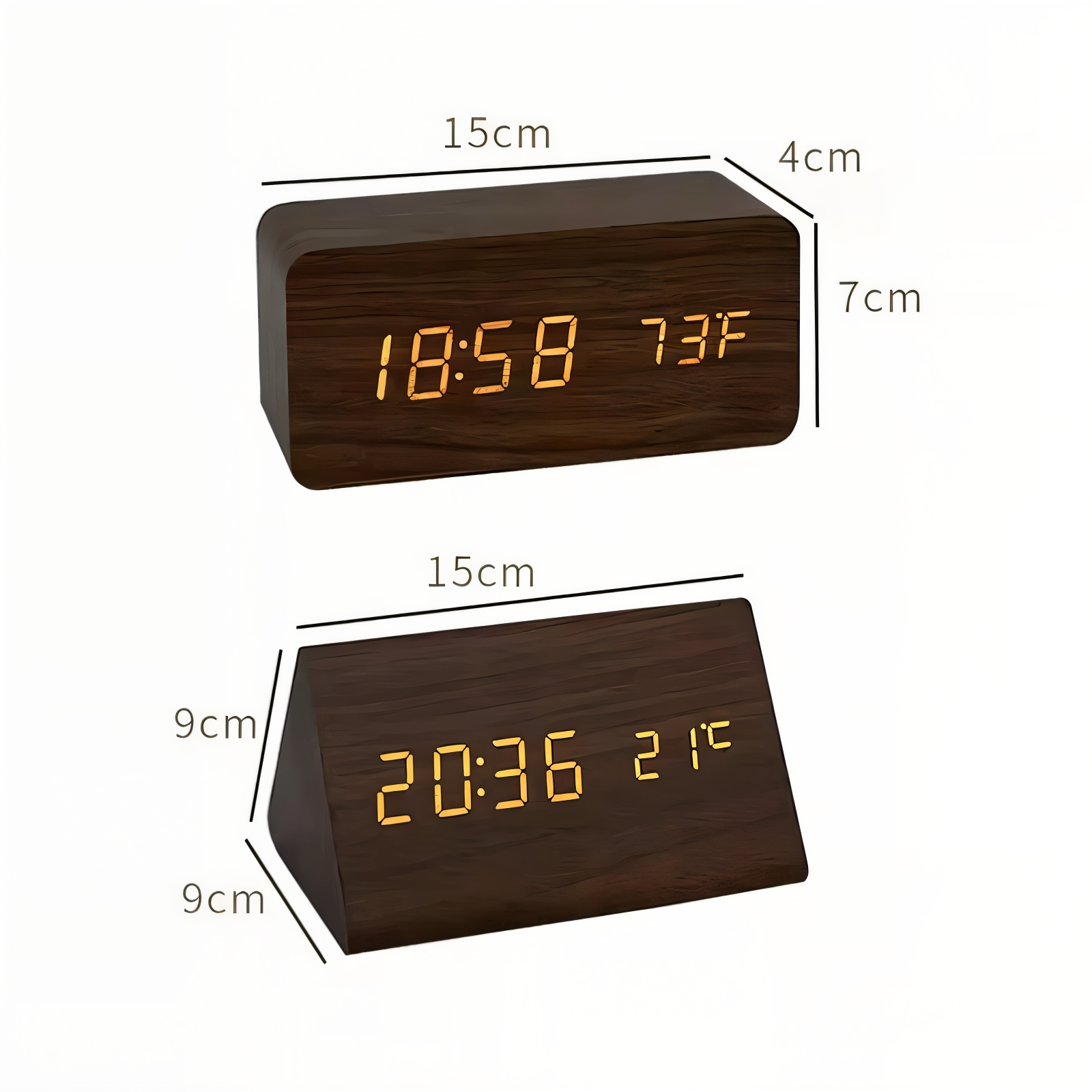 wakeycue modern wooden led alarm clock temperature humidity display