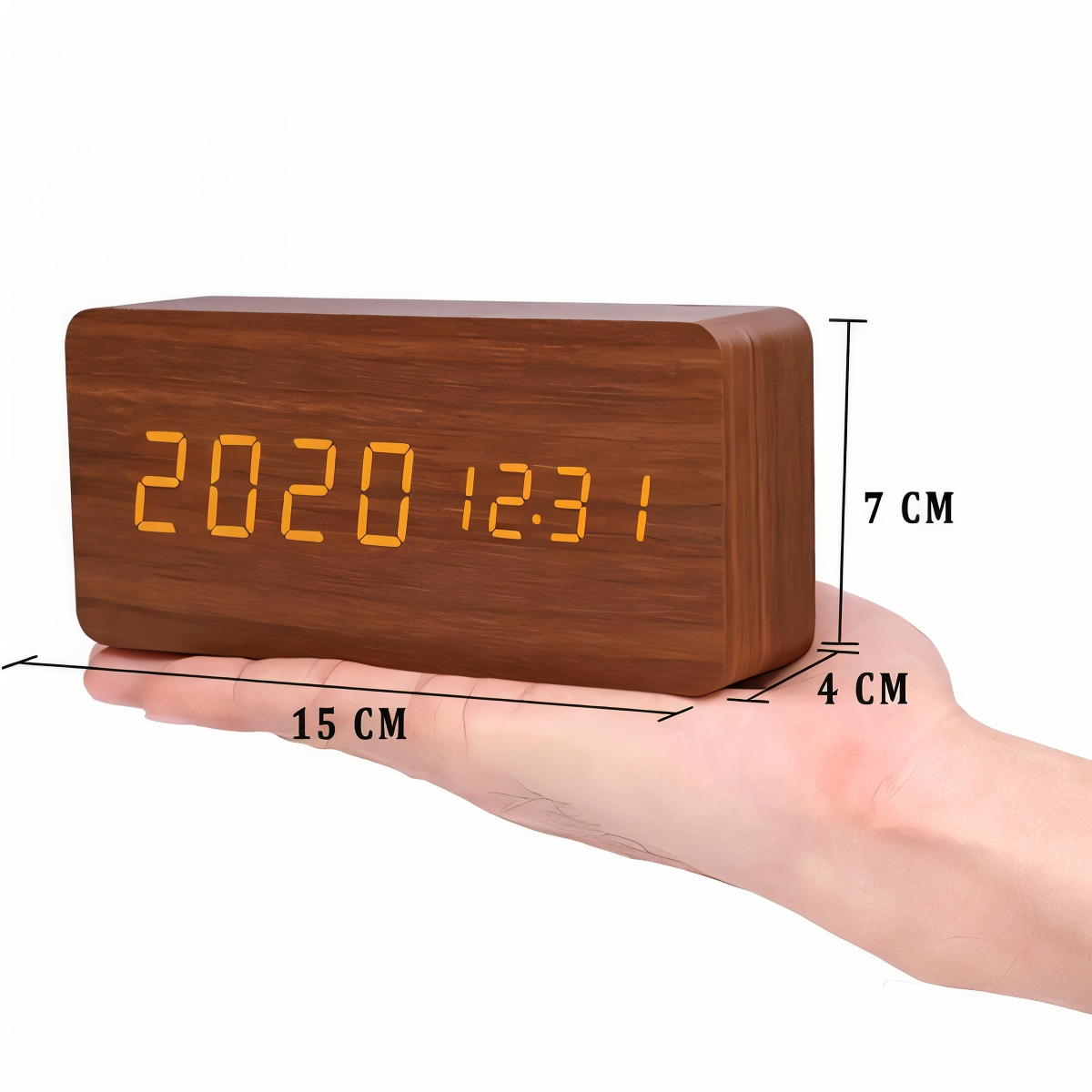 wakeycue modern wooden led alarm clock temperature humidity display