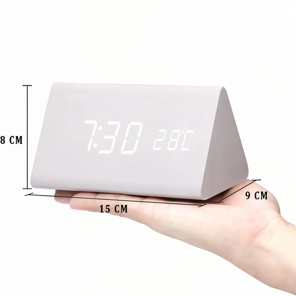wakeycue modern wooden led alarm clock temperature humidity display
