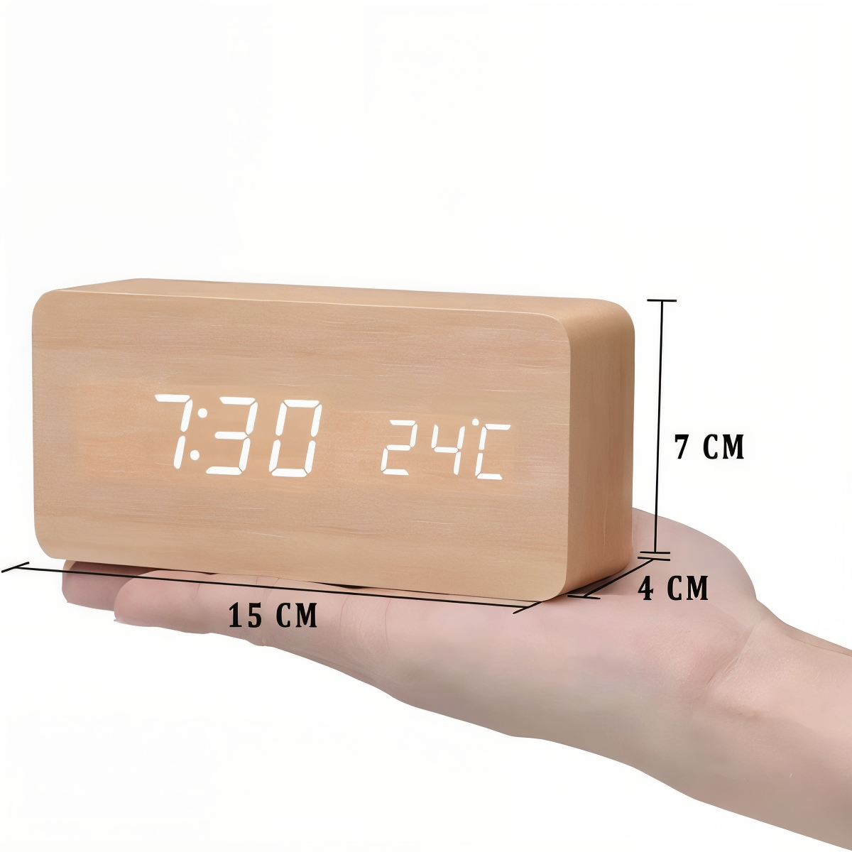 wakeycue modern wooden led alarm clock temperature humidity display