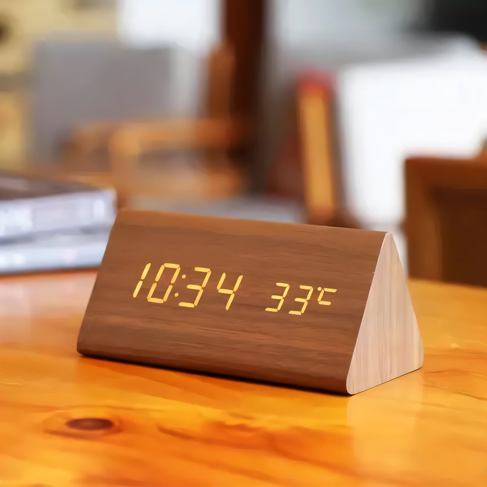 wakeycue modern wooden led alarm clock temperature humidity display